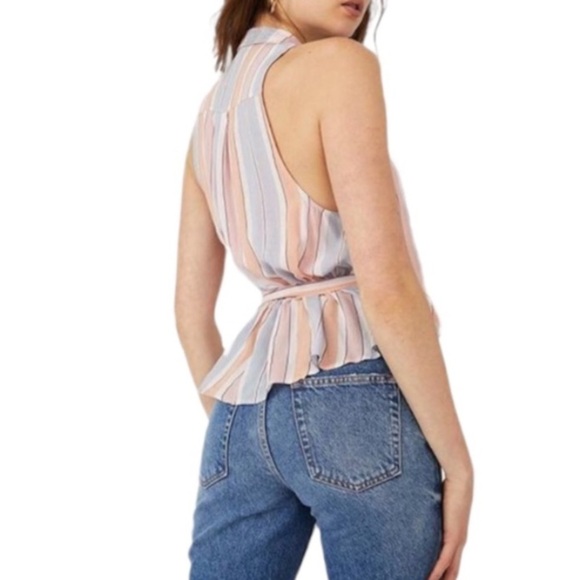 FREE PEOPLE MacKenzie Pastel Striped Wrap Blouse NWT - Picture 5 of 13